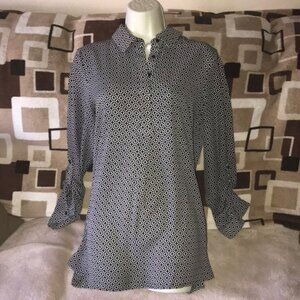 PLEIONE medium blouse 3/4 sleeved black tan 💕